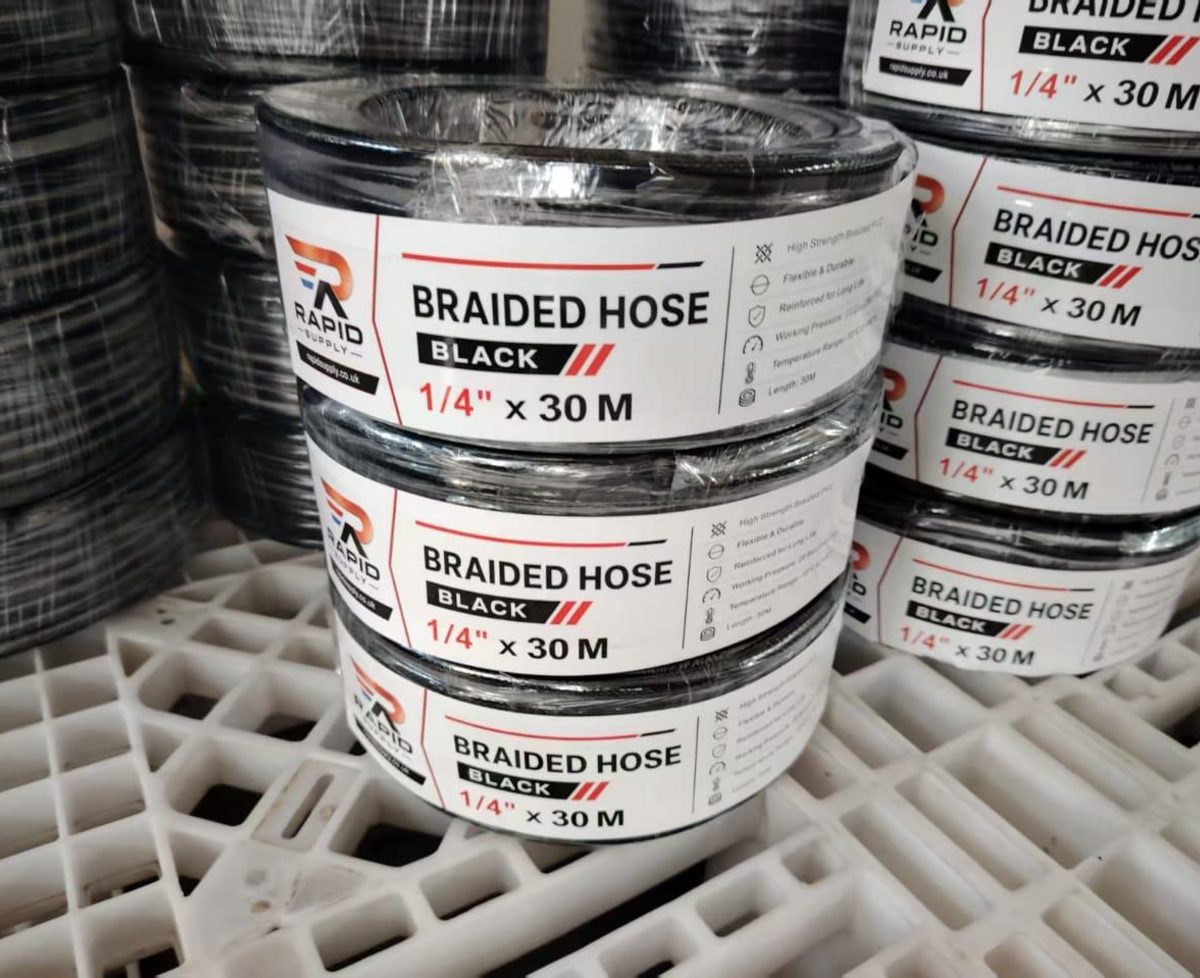 Braided Hose Black 1/4" × 30m