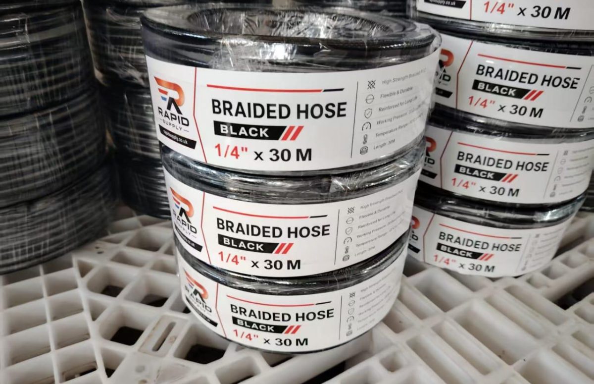 Braided Hose Black 1/4" × 30m
