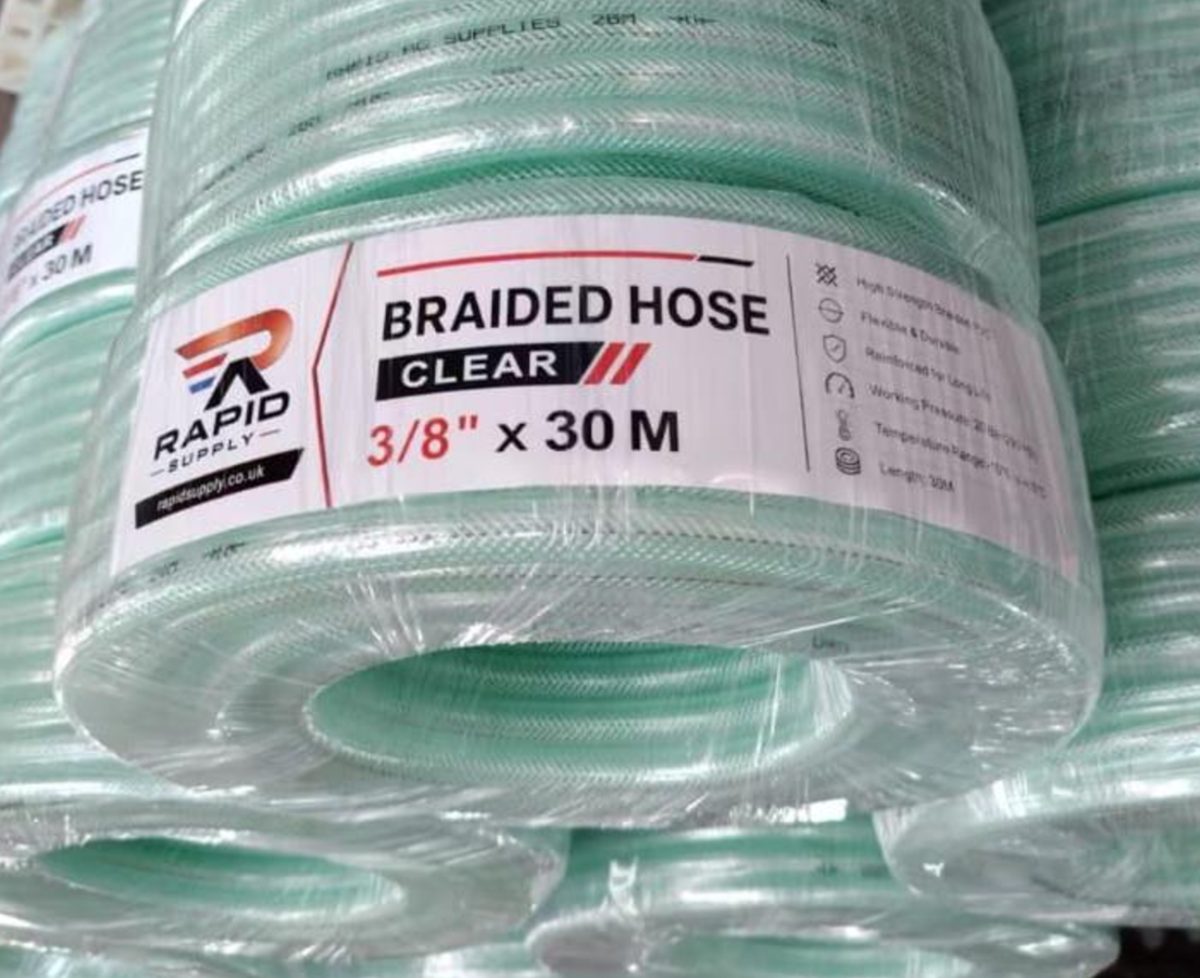 Braided Hose Clear 3/8" × 30m