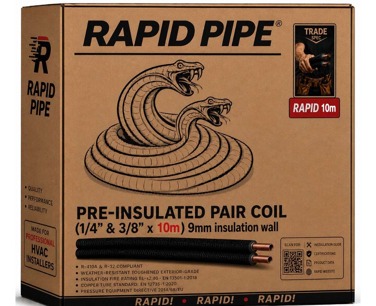 Pre-Insulated Copper Pipe 1/4" + 3/8" × 10m