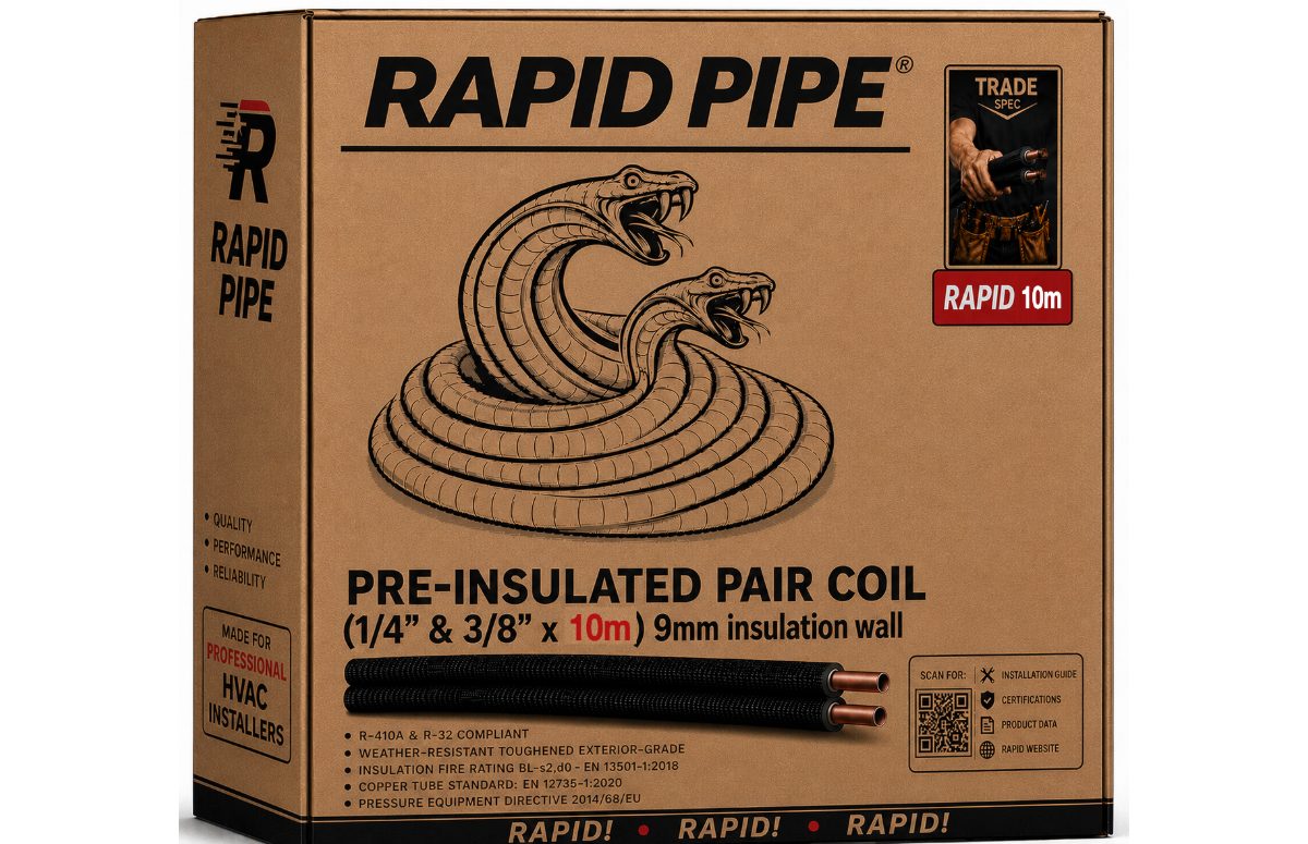 Pre-Insulated Copper Pipe 1/4" + 3/8" × 10m