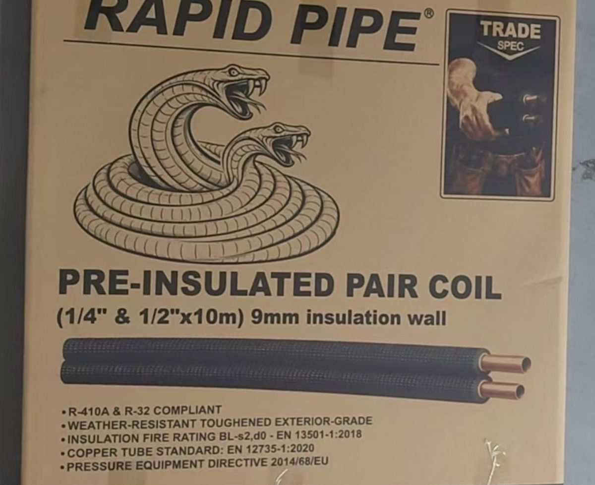 Pre-Insulated Copper Pipe 1/4" + 1/2" × 10m